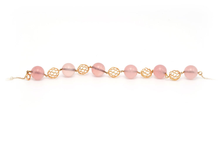 Bracelet Bracelet or jaune et quartz rose 58 Facettes 20745