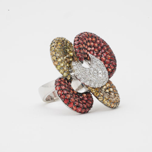 Bague Bagues saphirs jaunes et oranges 58 Facettes