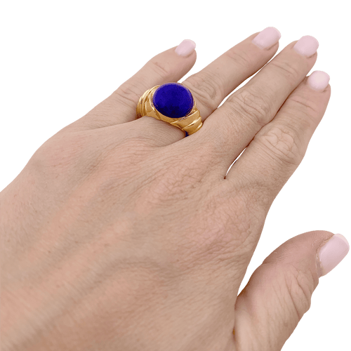 Bague 51 Bague or jaune et cabochon de lapis-lazuli. 58 Facettes 34694