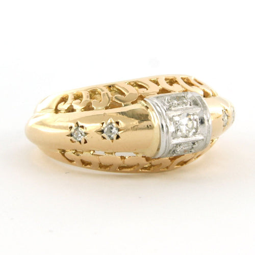 Bague 55 Bague rétro en or et platine avec diamant taille simple jusqu'à 0,35 ct 58 Facettes