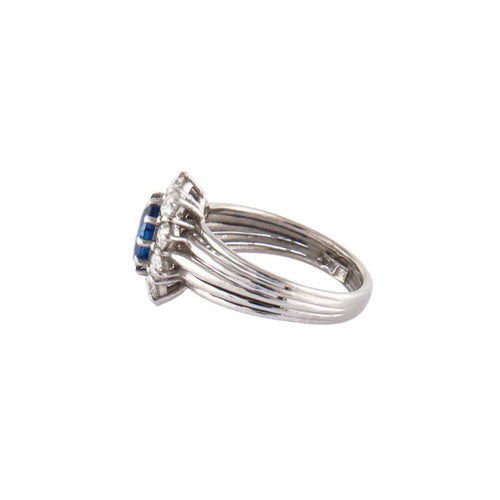 Bague 60 Bague Jonc Marguerite platine, saphir, diamants 58 Facettes