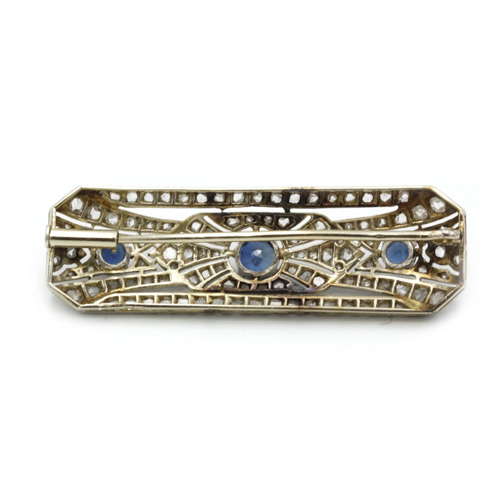 Broche Broche or blanc platine diamants saphirs 58 Facettes 240343R