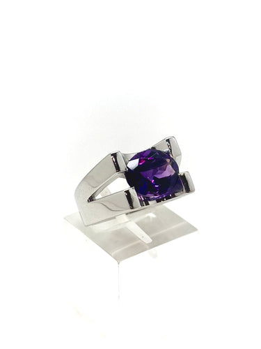 Bague 54 Bague de créateur or blanc, améthyste 58 Facettes M9242