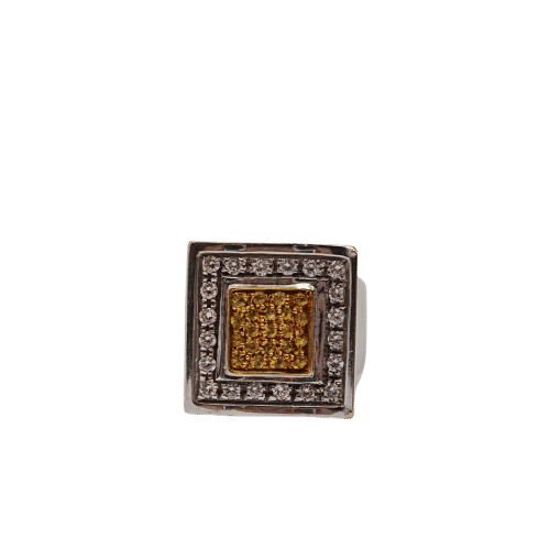 Bague 54 Bague en or blanc et or jaune sertie de saphirs et de diamants 58 Facettes 21002809