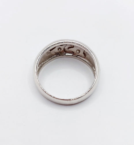 Bague 56.5 Bague bombé vintage or blanc diamants sertis étoilés, art déco, dôme 58 Facettes A05712