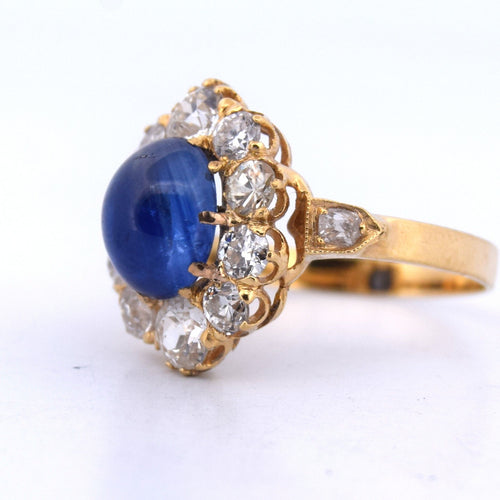 18 KT ALTIN YÜZÜK SAFİR VE PIRLANTA 