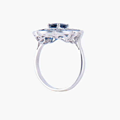 Bague 51 Bague Fleur Saphirs Diamants 58 Facettes AB 214
