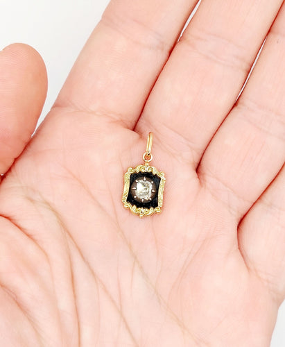 Pendentif Pendentif victorien or 18k et argent diamant table 5mm (circa 1850) 58 Facettes A06304