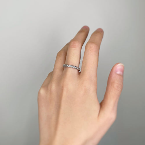 Bague 55 Alliance or blanc diamants 58 Facettes 160142R