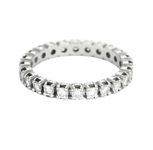 Bague 53 Alliance Américaine or blanc et diamants 58 Facettes GU184