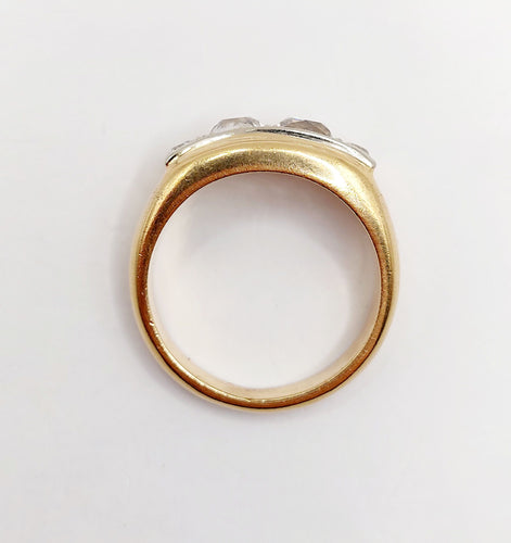 Bague 57 Bague jarretière Art Déco or jaune et 1,40 carat diamants taille ancienne 58 Facettes A05933