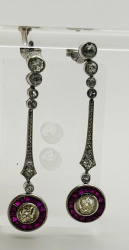 Boucles d'oreilles Boucles d'oreilles rubis style Art déco œil-de-perdrix 58 Facettes 50203