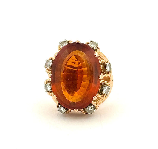 Bague 54 Bague ancienne en or 18 carats, citrine et diamants 58 Facettes