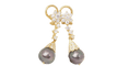 Boucles d'oreilles Boucles d'oreilles en or jaune, Diamants et perles de Tahiti 58 Facettes 32802