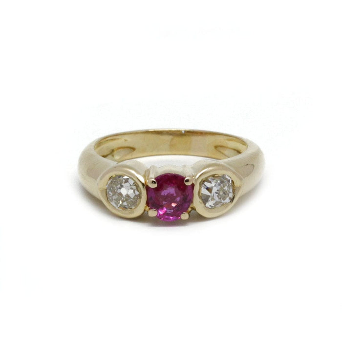 Bague 56 Bague or jaune saphir rose et diamants 58 Facettes 210093R