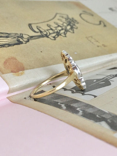 Bague 50.5 Bague Art Déco pavée en or jaune 18K et platine, saphirs et diamants 58 Facettes