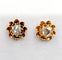 Puces d'oreilles antique or rose 18k fleurs et diamants taille roses (circa 1880 58 Facettes A06248