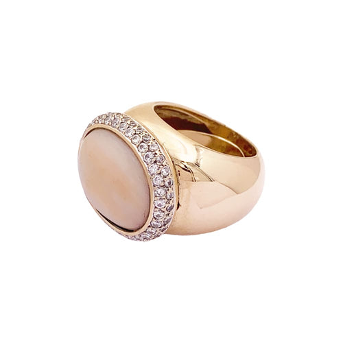 Bague 54 Bague or rose, corail rose et diamants. 58 Facettes 34884