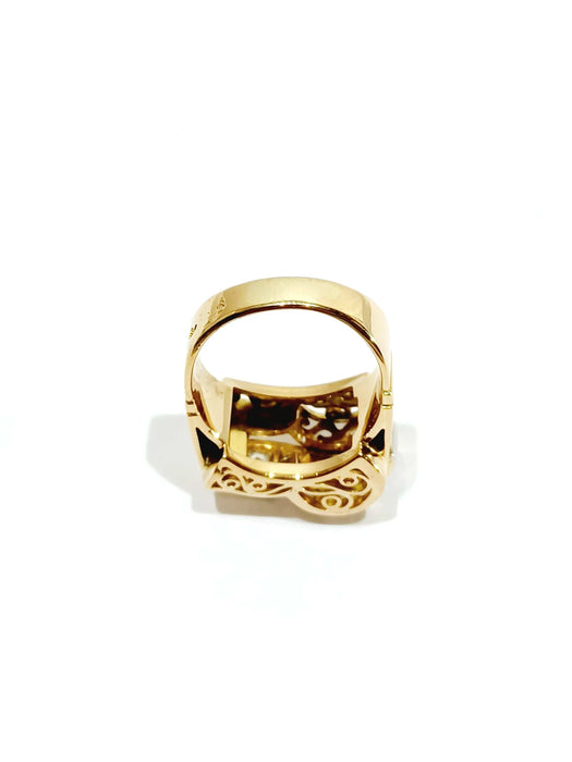 Anillo Tank oro rosa platino diamantes