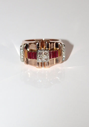 Bague 57 Bague Rétro Rubis Diamants 58 Facettes 543