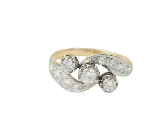 Bague 54 Bague ancienne en or bicolore et diamants 58 Facettes 33322