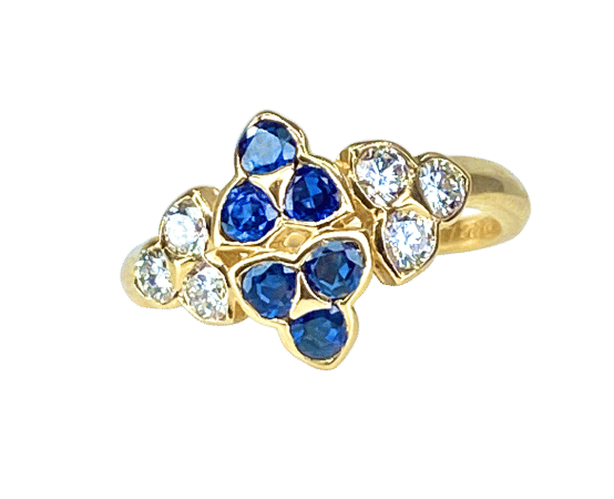 Mauboussin - Prsten ze žlutého zlata 18 karátů se safíry a diamanty 