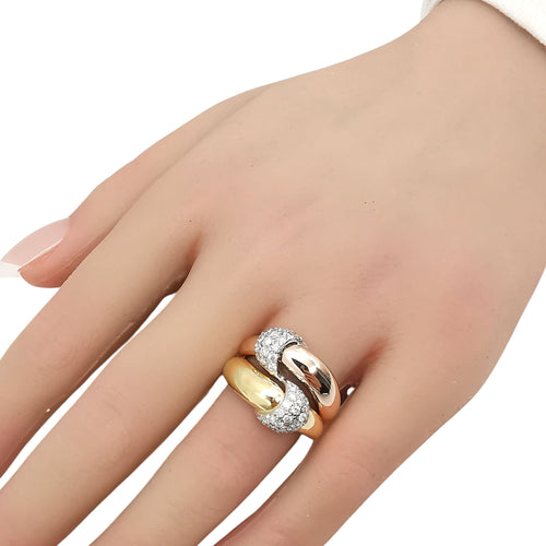 Bague 56 Bague en or jaune et or rose 18 carats et diamants 58 Facettes