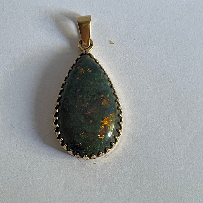 Andamooka black opal pendant