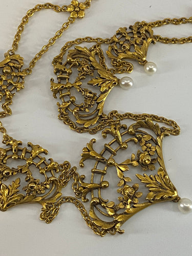 Collier Collier draperie en or 18 carats et perles, travail français vers 1880 58 Facettes AB37