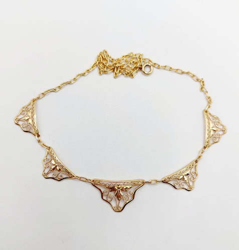 Collier Collier Art Nouveau or jaune, motifs filigranés 40cm 58 Facettes A06381