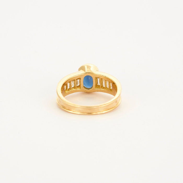 Prestige ring in yellow gold, sapphire and diamond