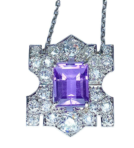 Pendentif Pendentif Platine Améthyste Diamants 58 Facettes AB109