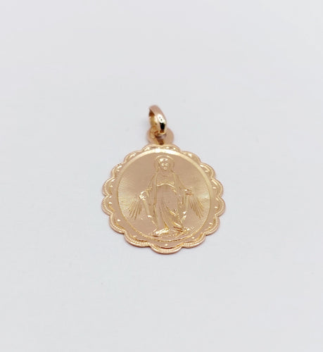 Pendentif Médaille religieuse victorienne or rose Vierge Marie (circa 1890) 58 Facettes A06018