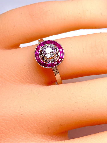 Bague 53 Bague Or blanc Diamants Rubis 58 Facettes AB242