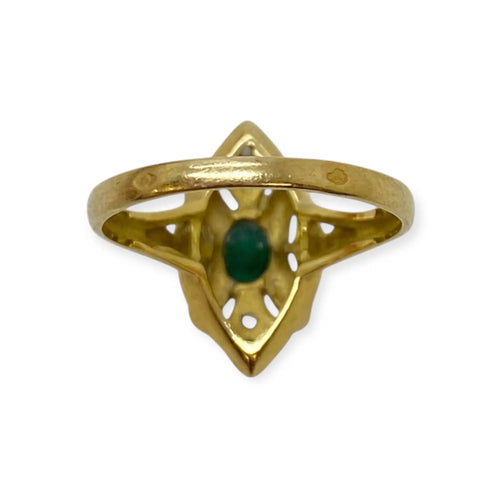 Ring 52 Antique ring in 18k yellow gold and emerald, diamonds 58 Facettes 330091854