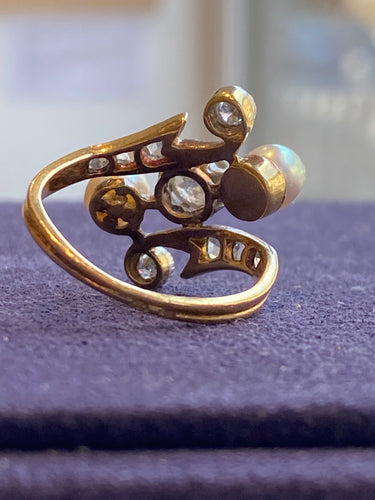 Bague 50 Bague Belle Époque "Toi & Moi" en or et platine 58 Facettes