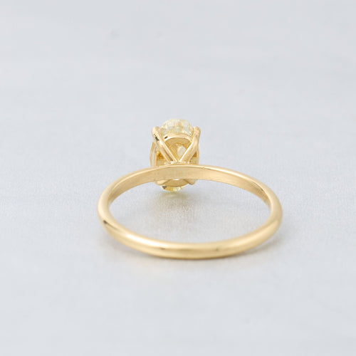 Bague 55 SOLITAIRE DIAMANT JAUNE FANCY YELLOW OVAL OR JAUNE 18K 58 Facettes