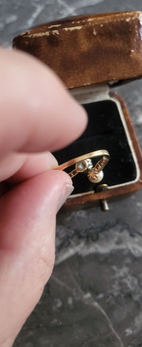 Bague 53 Belle Epoque Bague Toi et Moi en or blanc, diamants, perle naturelle 58 Facettes