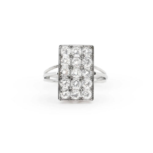 Bague Bague rectangulaire en or blanc sertie de diamants (0,80 carat) 58 Facettes 17302