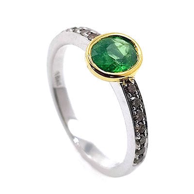 Bague Bague en or blanc et jaune, Tsavorite et diamant 58 Facettes 44257596