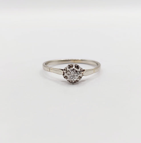 Bague 51 Bague solitaire art deco or blanc 18k diamant taille ancienne 58 Facettes A05998