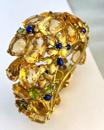 Bracelet Bracelet Style americain, or jaunet citrines, péridots et lapis lazuli 58 Facettes 175171