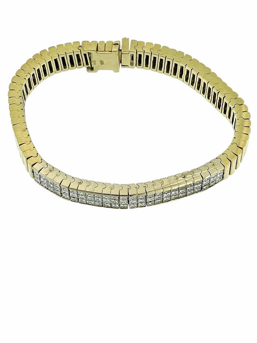 Bracelet Bracelet Tennis certifié HRD en or jaune et blanc avec diamants 58 Facettes