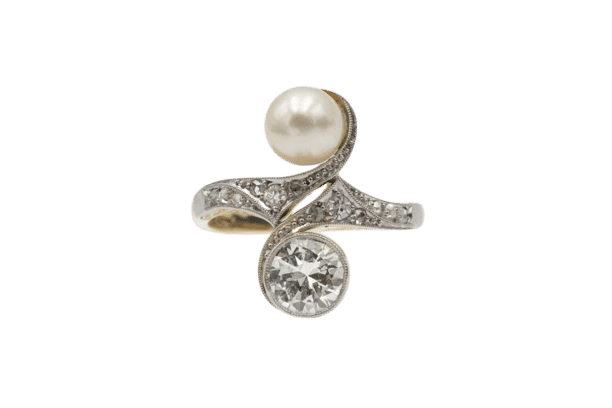 Bague Bague en or Toi et Moi avec diamant de 1,00 ct et perle 58 Facettes 11540