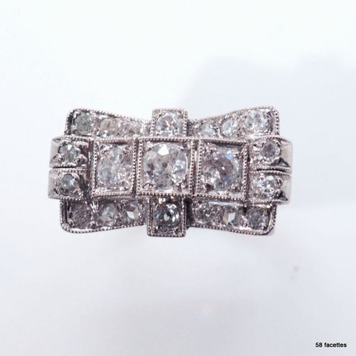 Bague 49.5 Bague platine diamants 1930 58 Facettes 4169