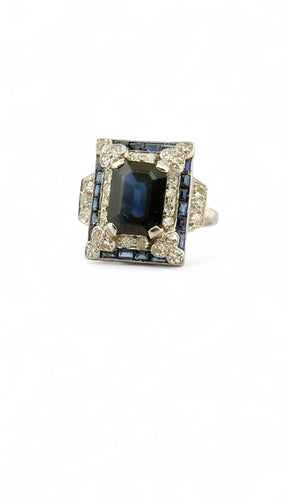 Bague 51 Bague ancienne en platine diamants et saphirs 58 Facettes