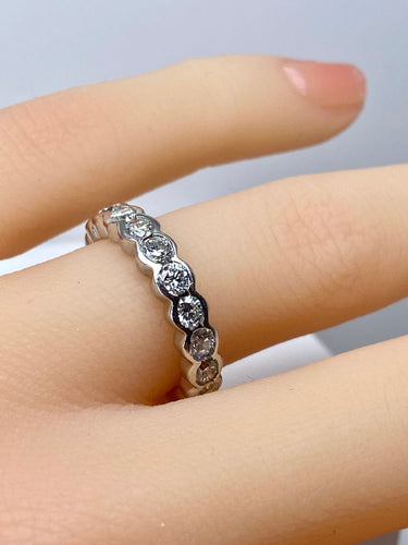 Bague 49 Demie alliance or blanc et diamants 58 Facettes AB635