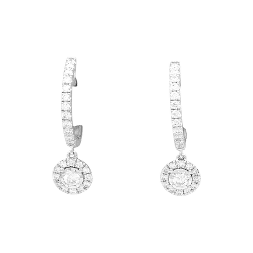 Boucles d'oreilles Paire de créoles or blanc, diamants. 58 Facettes 34636