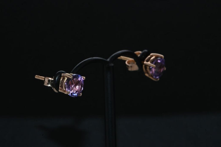 Boucles d'oreilles Boucles d'oreilles améthyste en or rose 58 Facettes