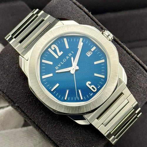 Montre Bulgari - Montre Octo Roma automatique 41 mm cadran bleu full set 58 Facettes